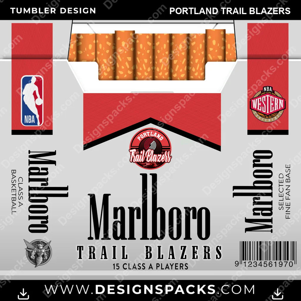 Basketball Marlboro Portland Trail Blazers NBA Basketball Tumbler Digital Wrap Design Download