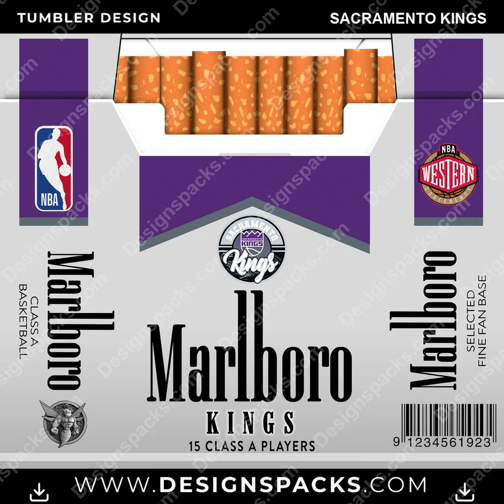Basketball Marlboro Sacramento Kings NBA Basketball Tumbler Digital Wrap Design Download