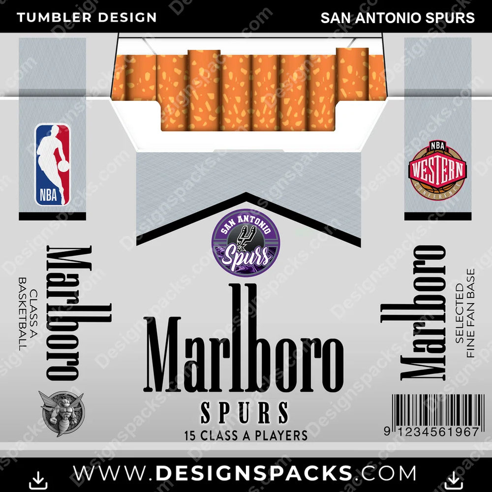Basketball Marlboro San Antonio Spurs NBA Basketball Tumbler Digital Wrap Design Download