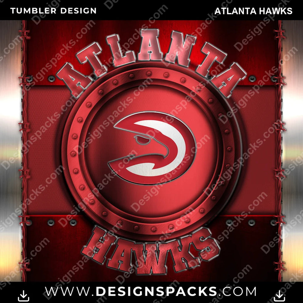 Basketball Metal Atlanta Hawks NBA Basketball Tumbler Digital Wrap Design Download