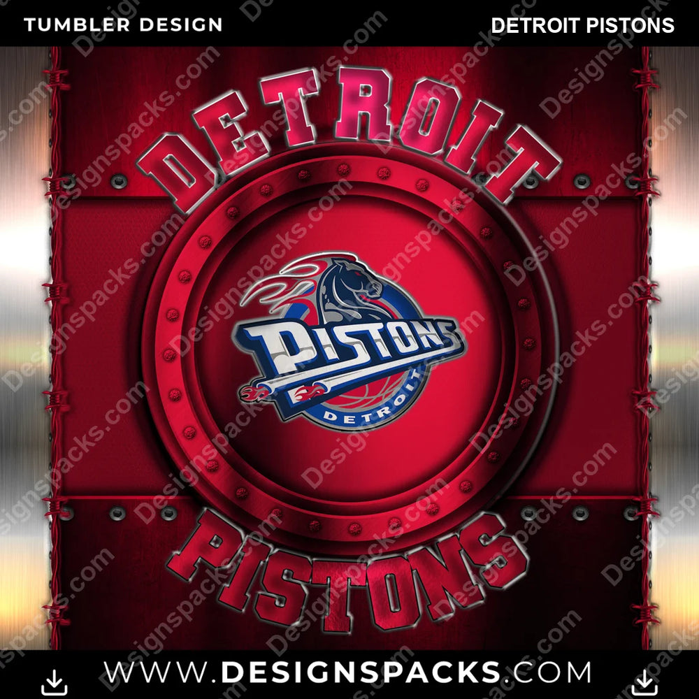 Basketball Metal Detroit Pistons NBA Basketball Tumbler Digital Wrap Design Download