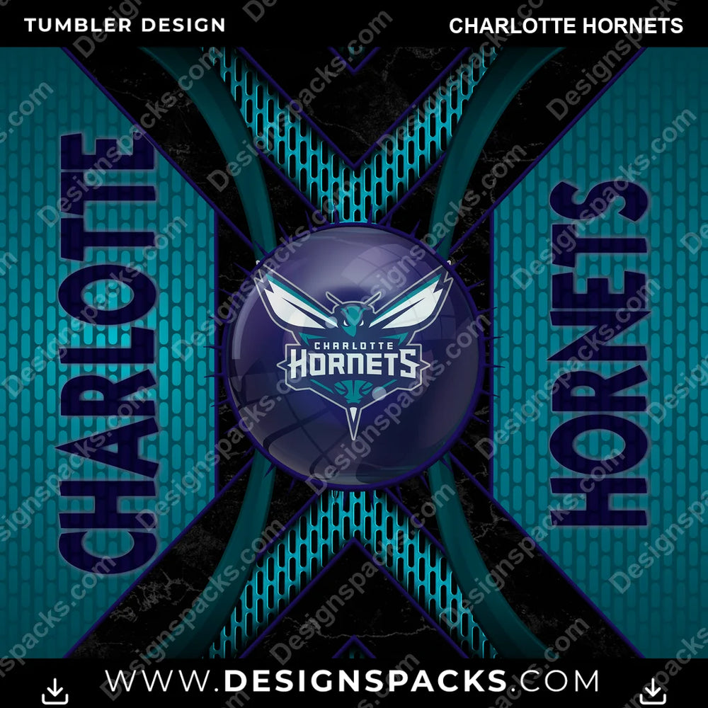Basketball Metal Grating Charlotte Hornets NBA Basketball Tumbler Digital Wrap Design Download