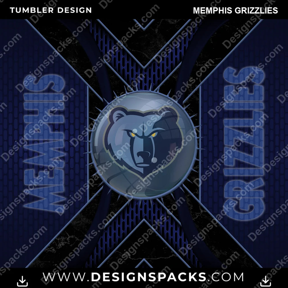 Basketball Metal Grating Memphis Grizzlies NBA Basketball Tumbler Digital Wrap Design Download