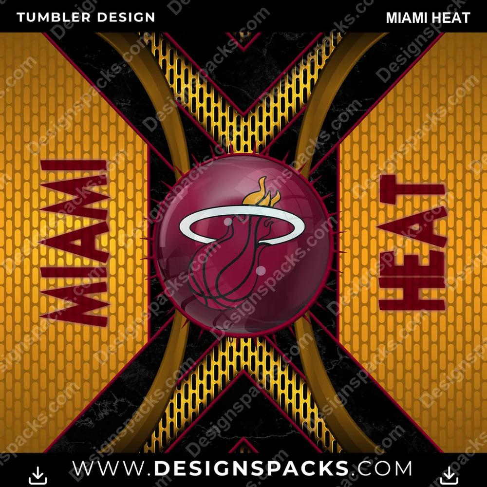 Basketball Metal Grating Miami Heat NBA Basketball Tumbler Digital Wrap Design Download