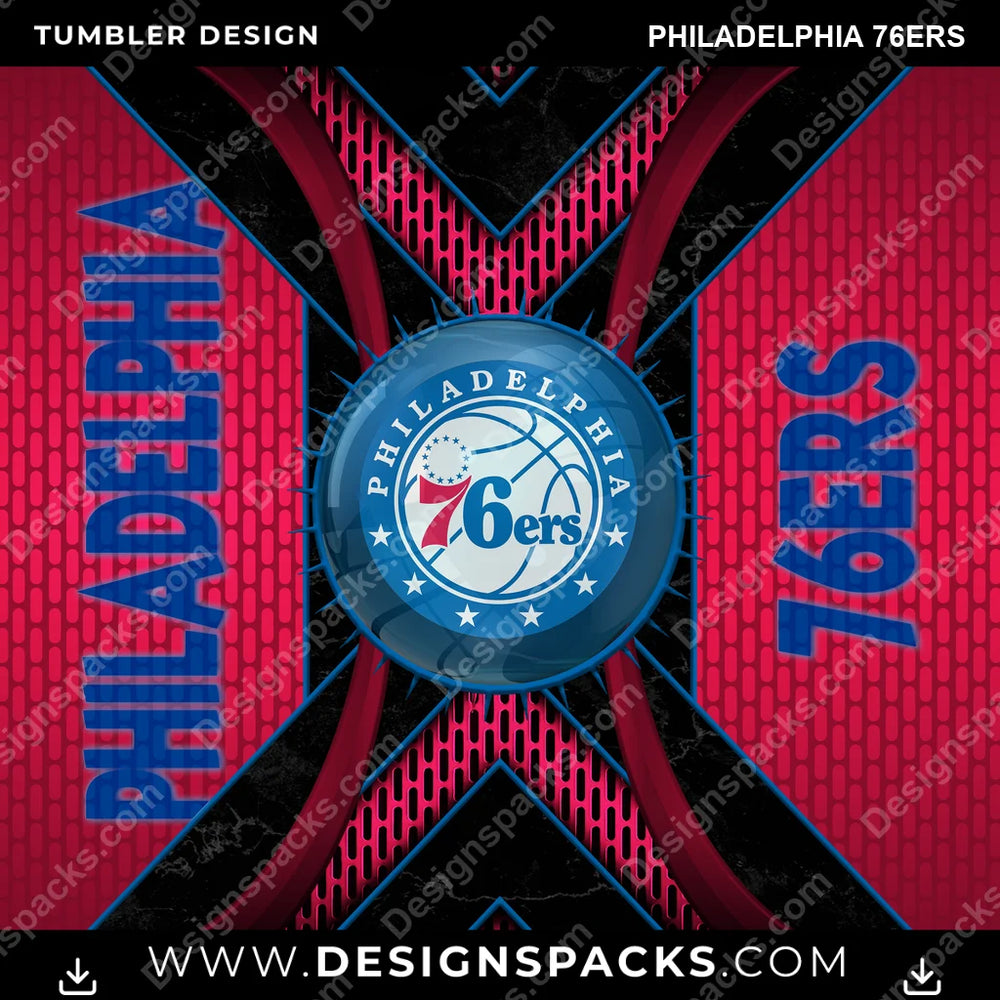Basketball Metal Grating Philadelphia 76ers NBA Basketball Tumbler Digital Wrap Design Download