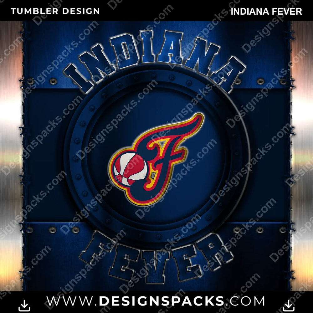 Basketball Metal Indiana Fever NBA Basketball Tumbler Digital Wrap Design Download