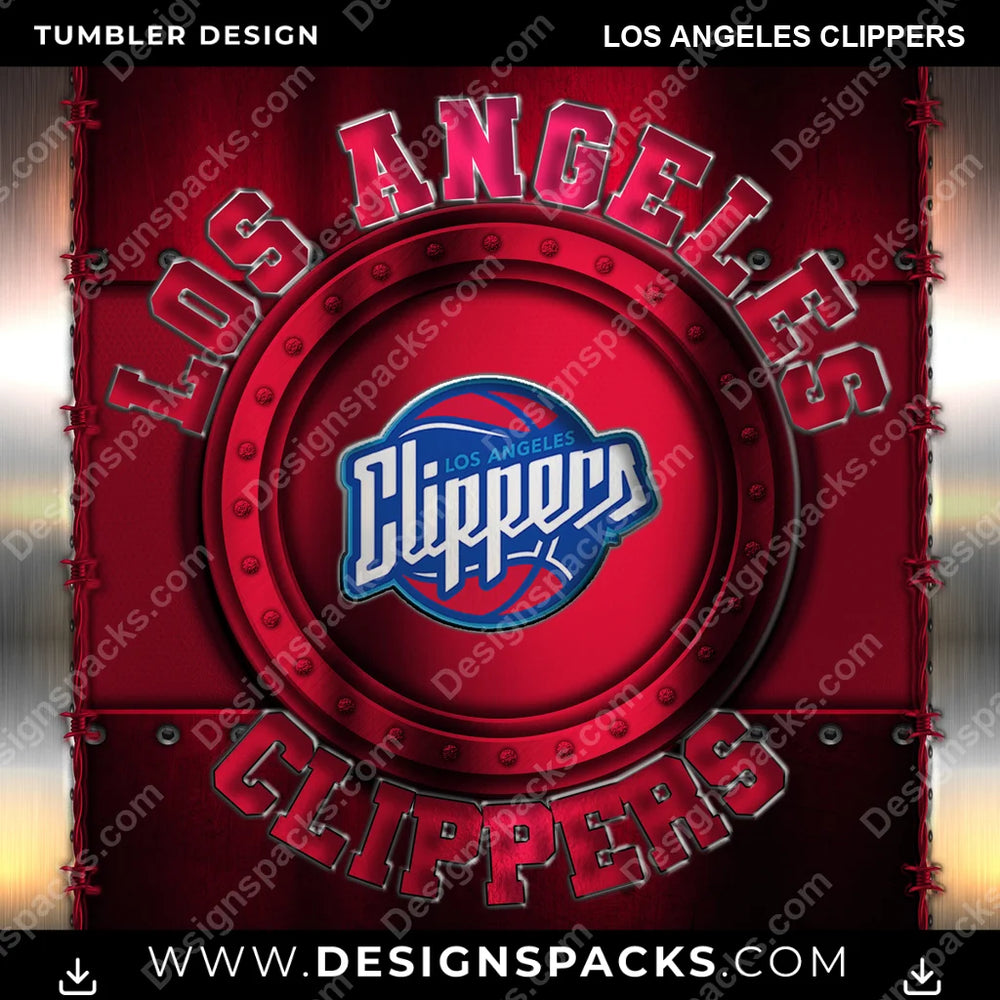 Basketball Metal Los Angeles Clippers NBA Basketball Tumbler Digital Wrap Design Download