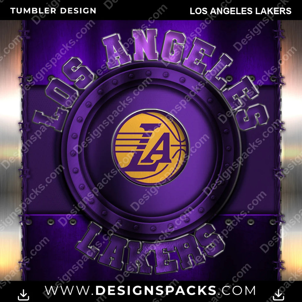 Basketball Metal Los Angeles Lakers NBA Basketball Tumbler Digital Wrap Design Download