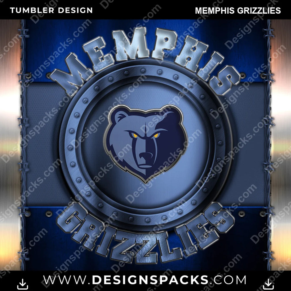Basketball Metal Memphis Grizzlies NBA Basketball Tumbler Digital Wrap Design Download