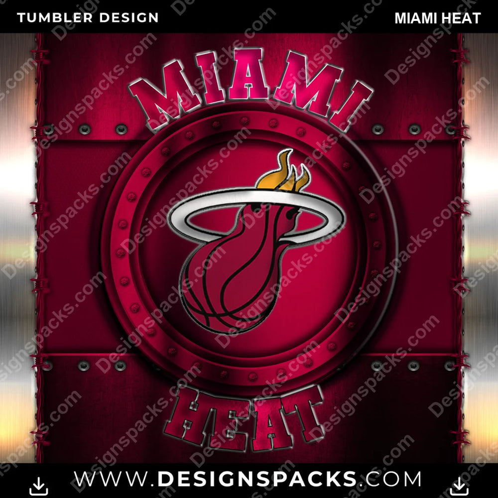 Basketball Metal Miami Heat NBA Basketball Tumbler Digital Wrap Design Download