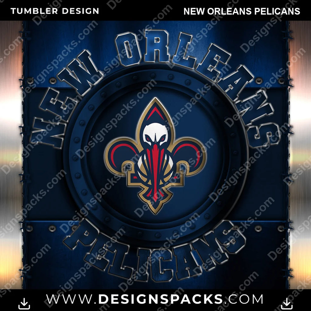 Basketball Metal New Orleans Pelicans NBA Basketball Tumbler Digital Wrap Design Download