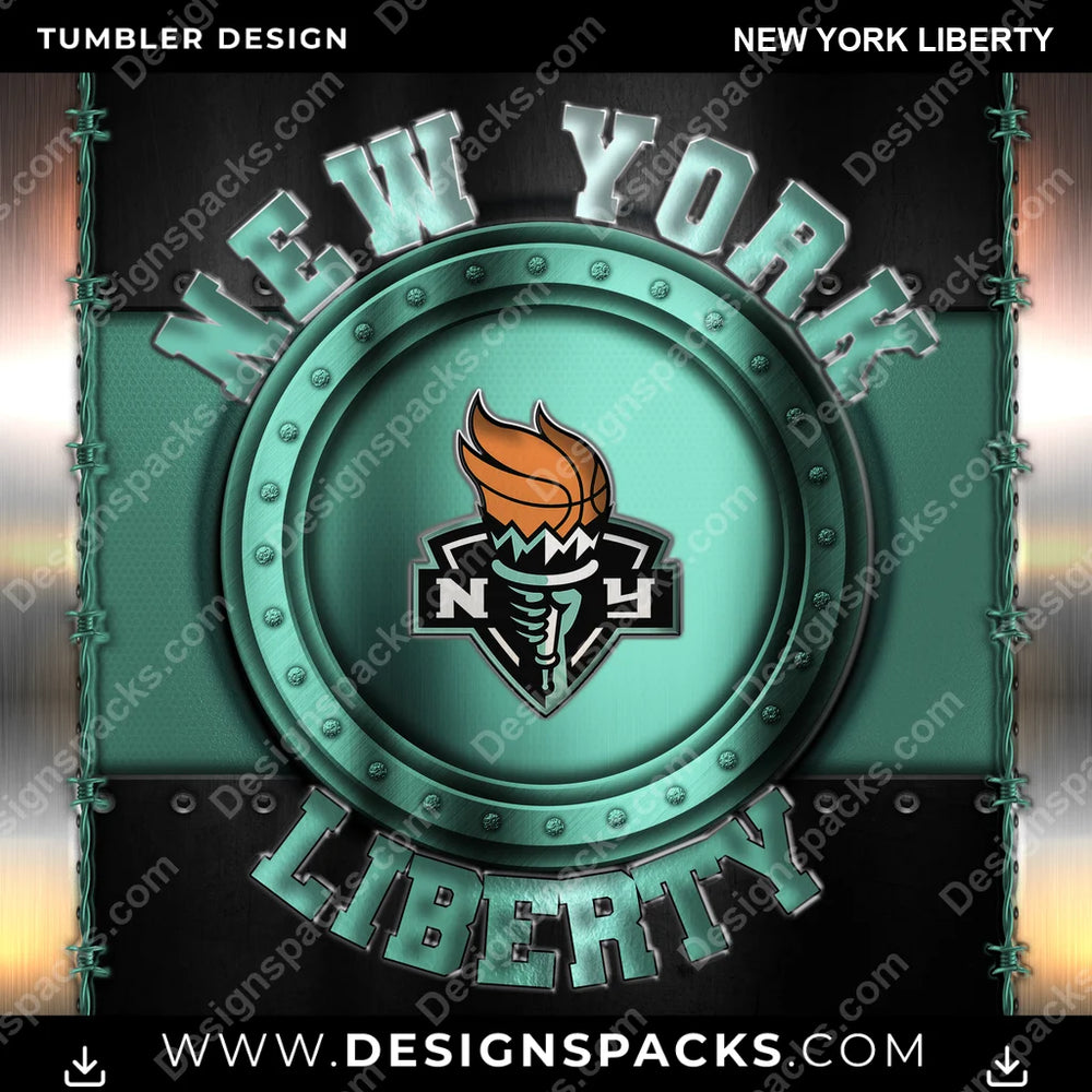 Basketball Metal New York Liberty NBA Basketball Tumbler Digital Wrap Design Download