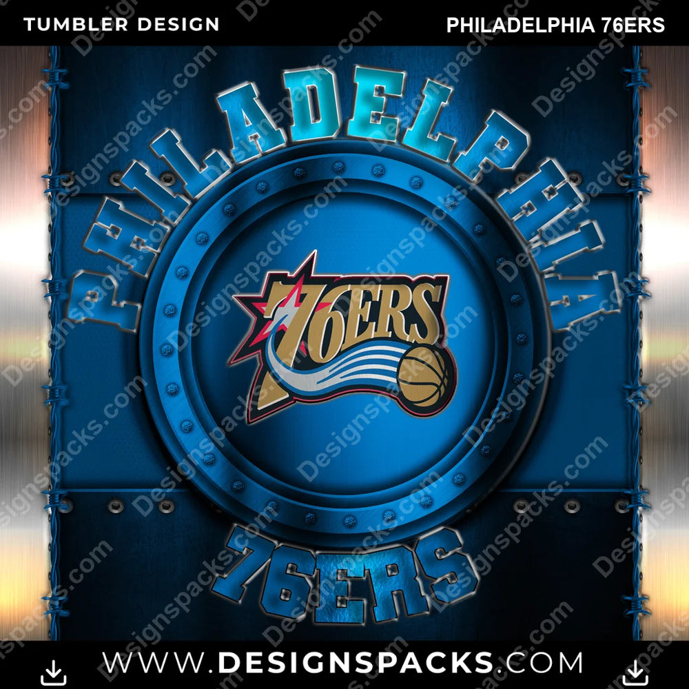 Basketball Metal Philadelphia 76ers NBA Basketball Tumbler Digital Wrap Design Download