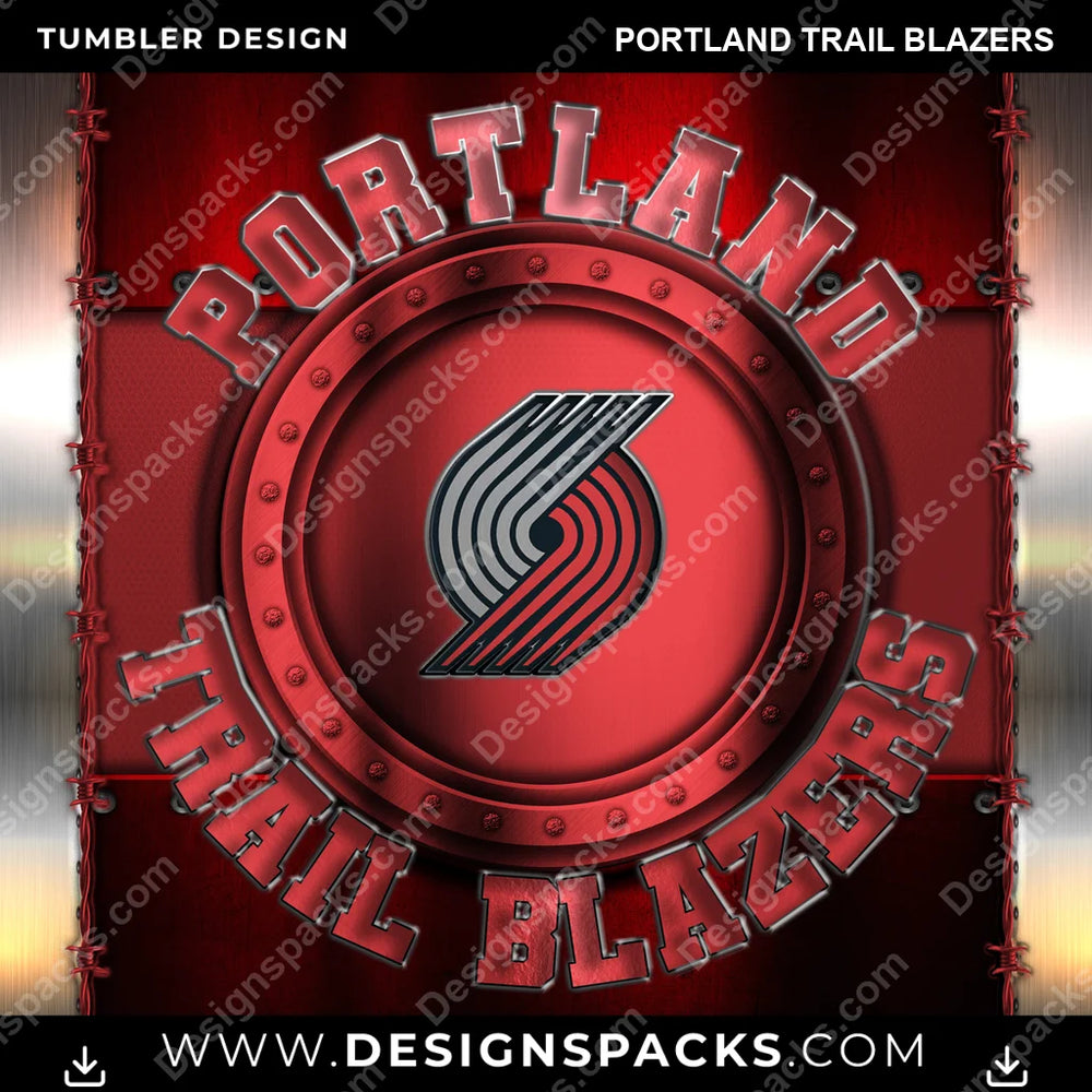 Basketball Metal Portland Trail Blazers NBA Basketball Tumbler Digital Wrap Design Download