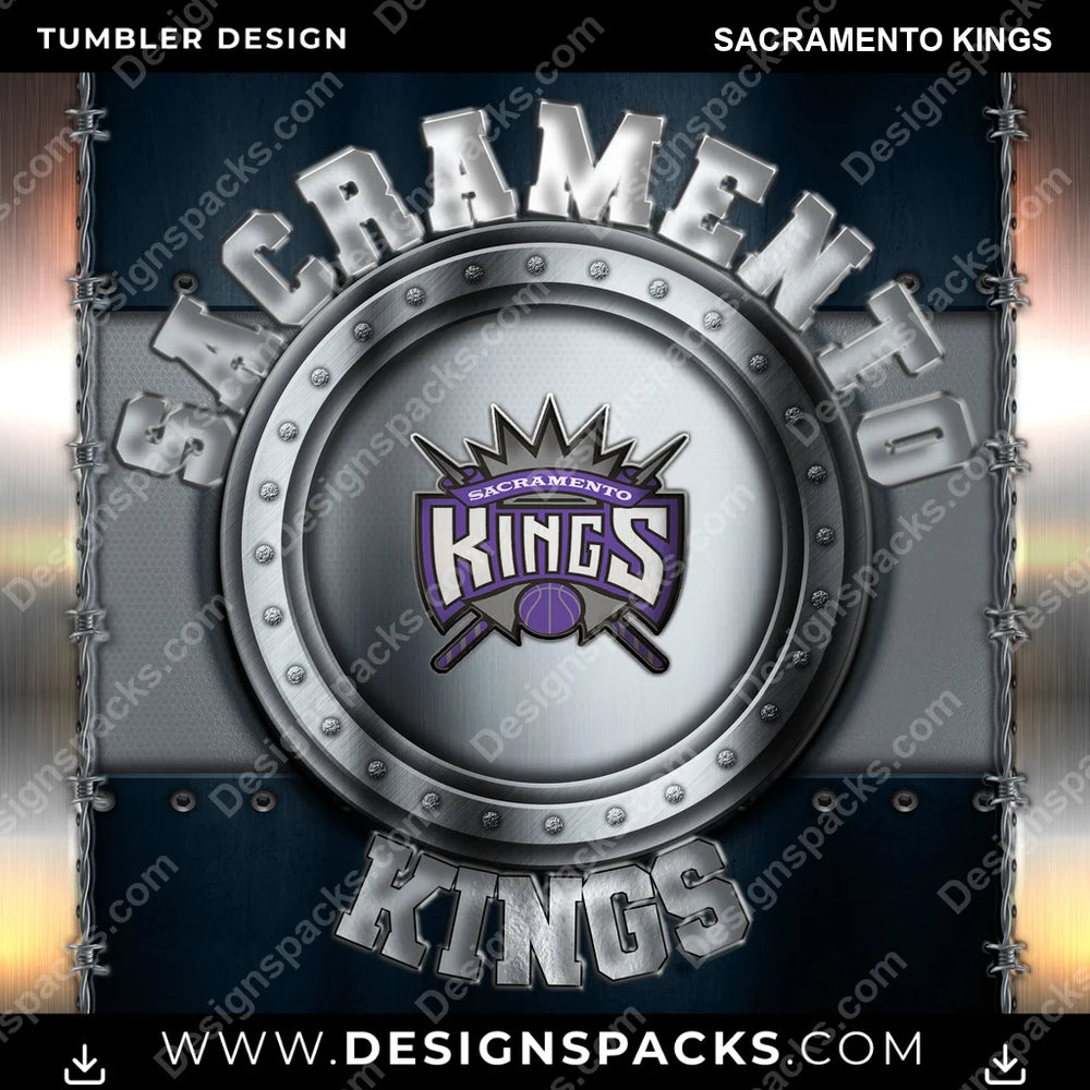 Basketball Metal Sacramento Kings NBA Basketball Tumbler Digital Wrap Design Download