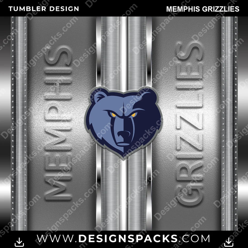 Basketball Metallic Memphis Grizzlies NBA Basketball Tumbler Digital Wrap Design Download