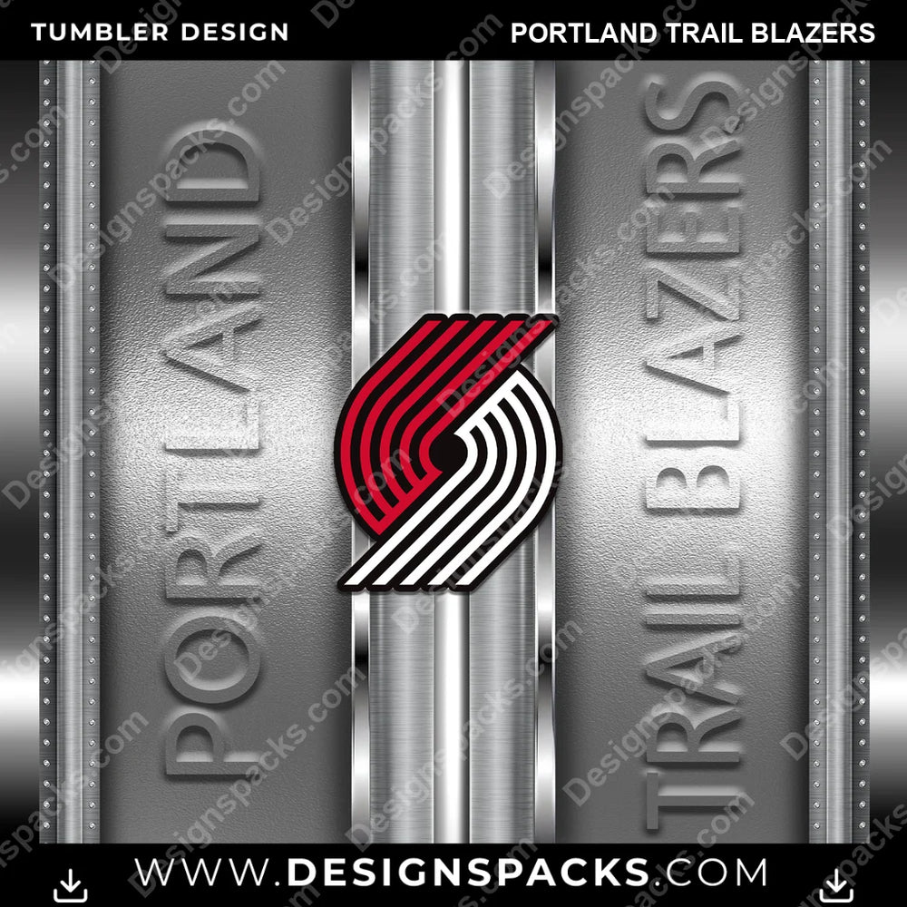 Basketball Metallic Portland Trail Blazers NBA Basketball Tumbler Digital Wrap Design Download