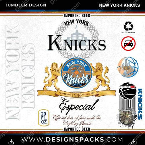 Basketball Modelo New York Knicks Tumbler Digital Wrap Design