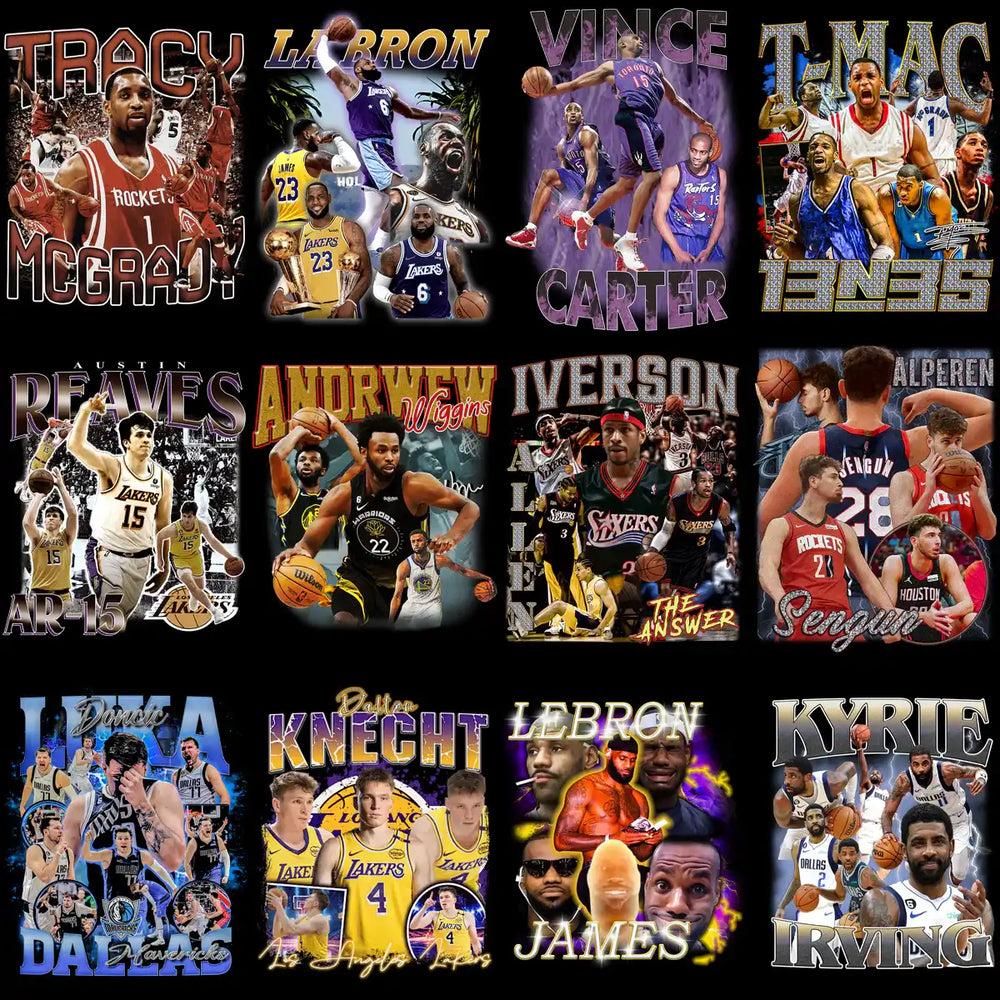 48 Basketball Teams Players Bootleg Homage Designs Bundle PNG