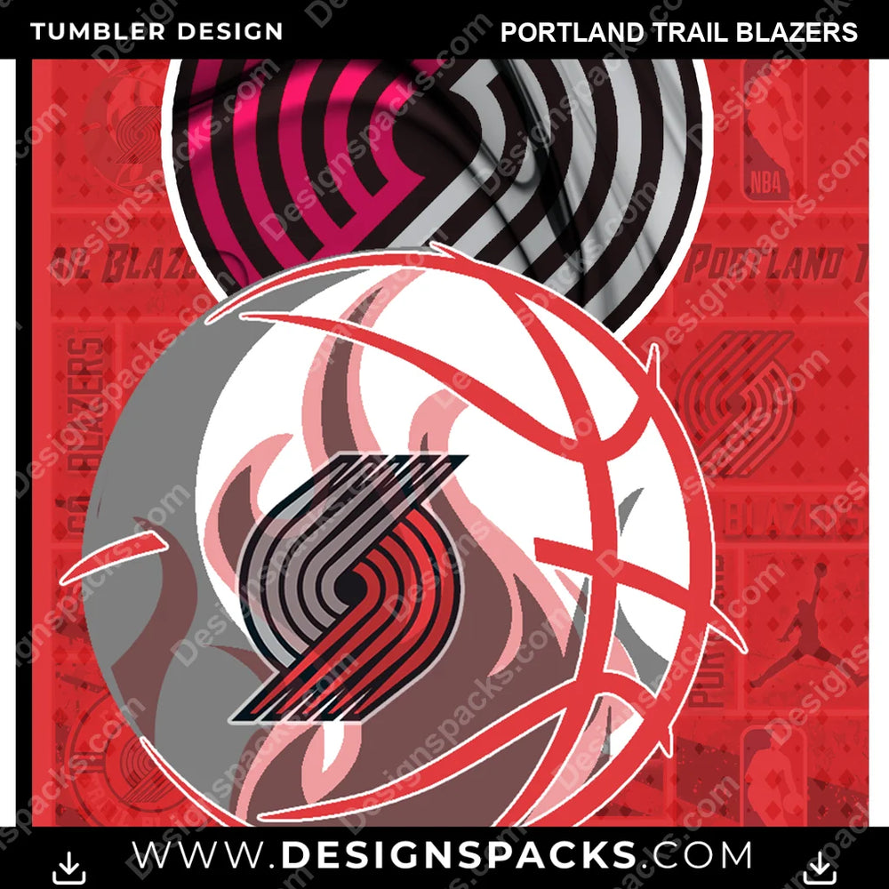 Basketball Posters Portland Trail Blazers NBA Basketball Tumbler Digital Wrap Design Download