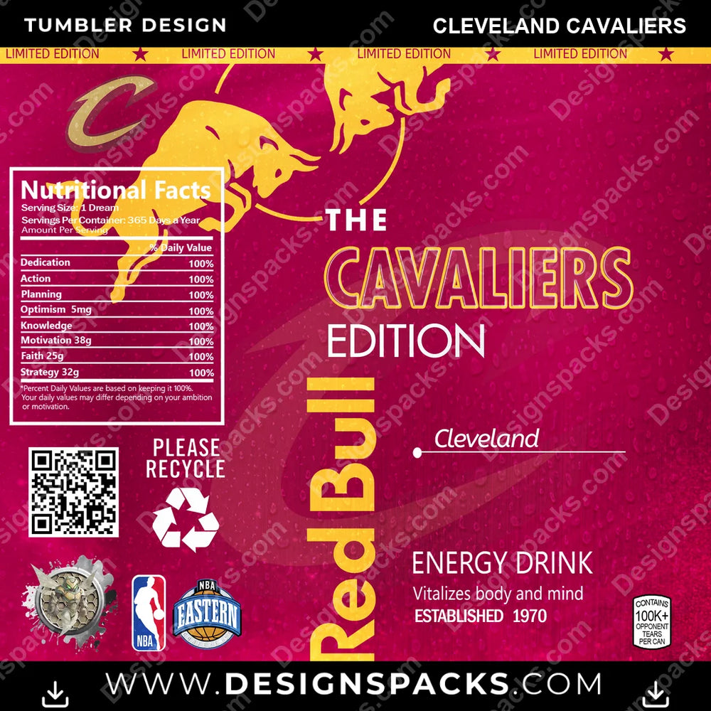 Basketball Red Bull Cleveland Cavaliers NBA Basketball Tumbler Digital Wrap Design Download