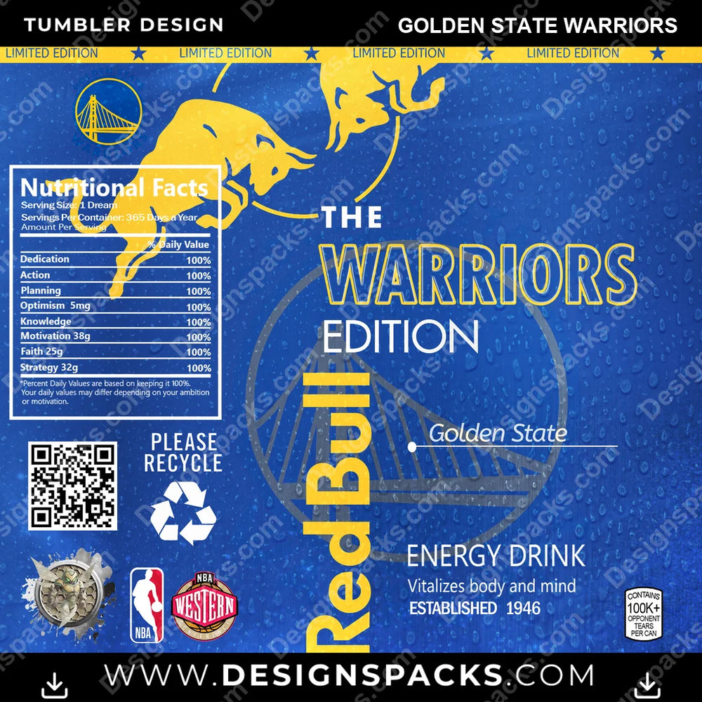 Basketball Red Bull Golden State Warriors NBA Basketball Tumbler Digital Wrap Design Download