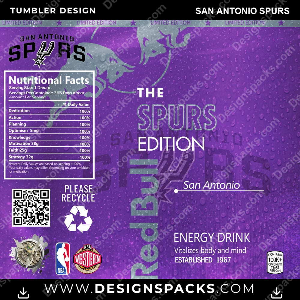 Basketball Red Bull San Antonio Spurs NBA Basketball Tumbler Digital Wrap Design Download