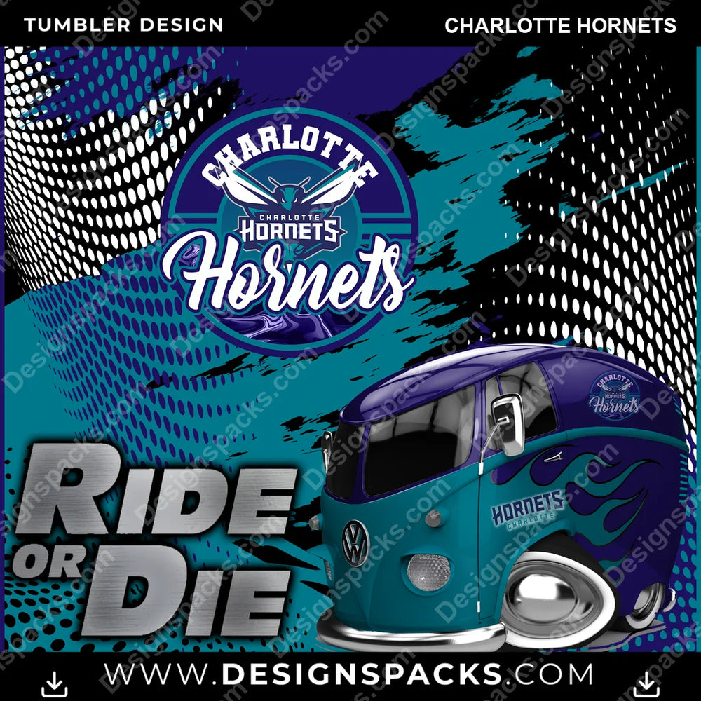 Basketball Ride or Die Charlotte Hornets NBA Basketball Tumbler Digital Wrap Design Download