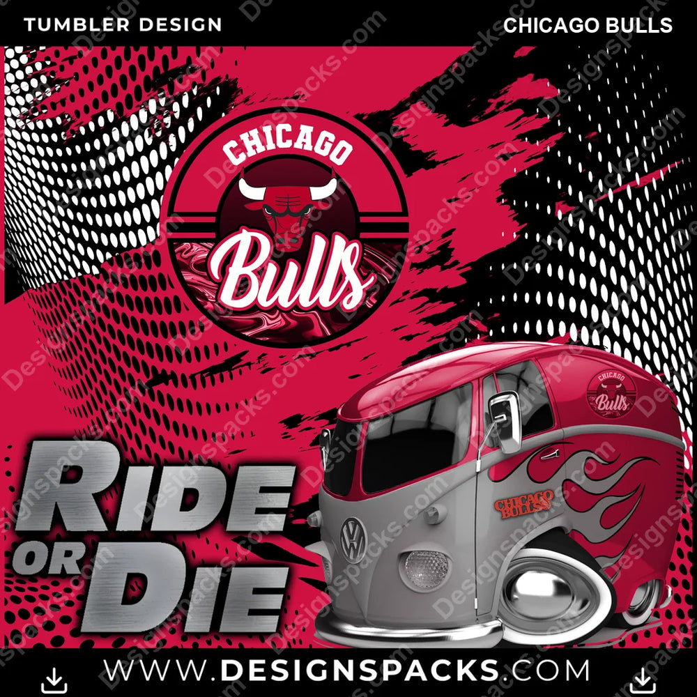 Basketball Ride or Die Chicago Bulls NBA Basketball Tumbler Digital Wrap Design Download