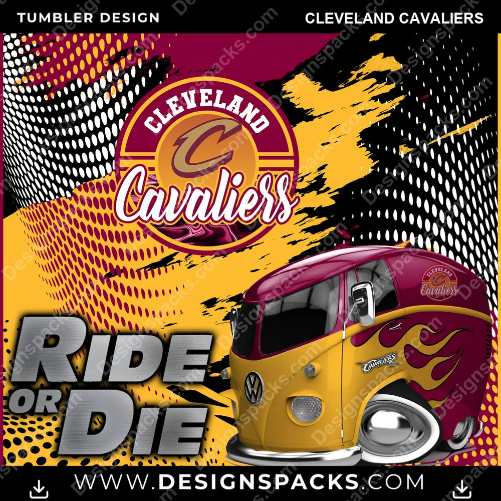 Basketball Ride or Die Cleveland Cavaliers NBA Basketball Tumbler Digital Wrap Design Download