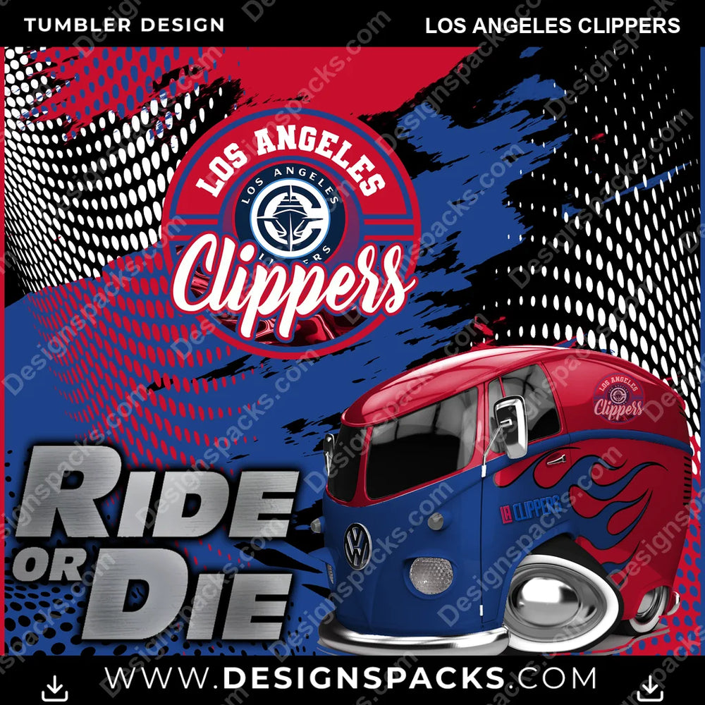 Basketball Ride or Die Los Angeles Clippers NBA Basketball Tumbler Digital Wrap Design Download