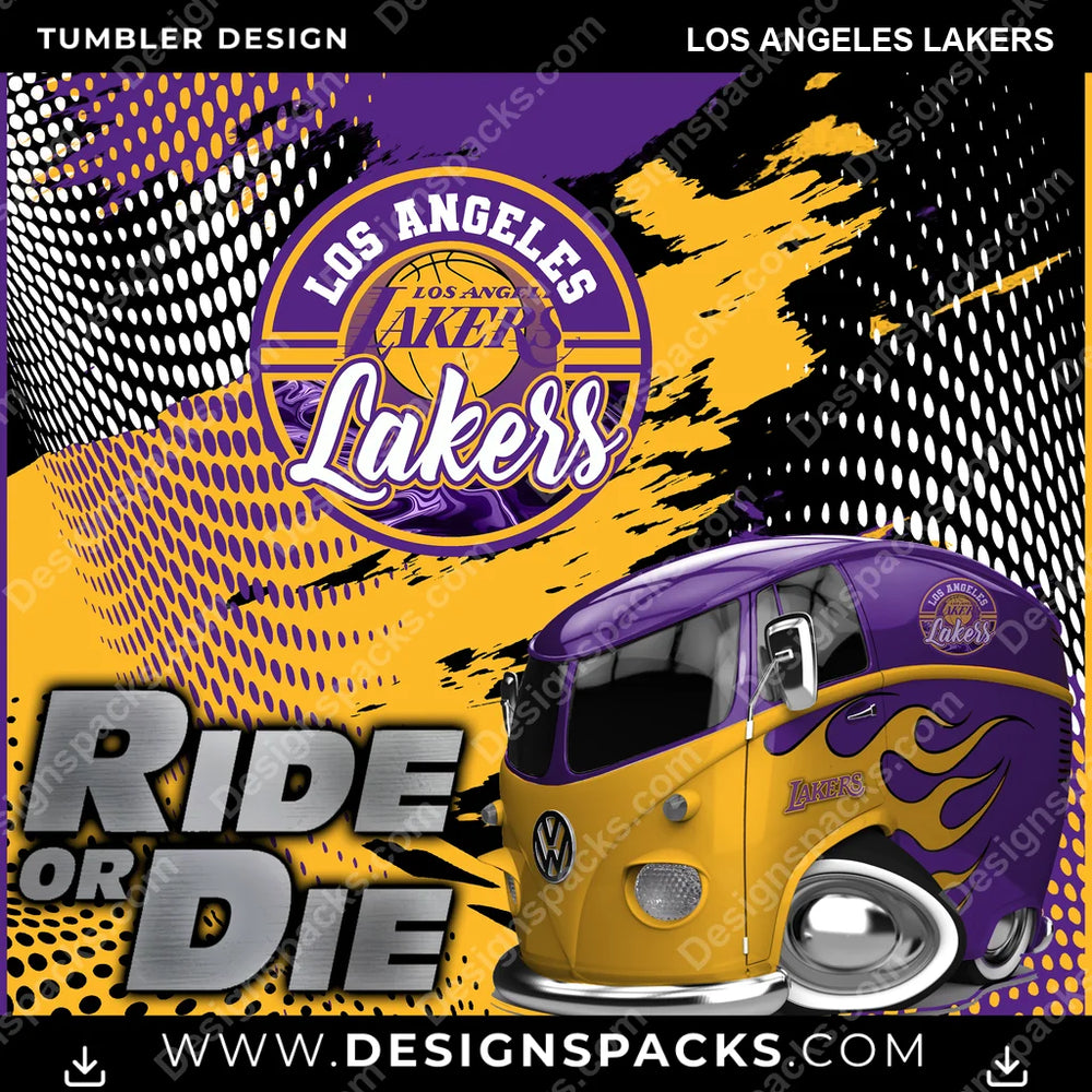 Basketball Ride or Die Los Angeles Lakers NBA Basketball Tumbler Digital Wrap Design Download