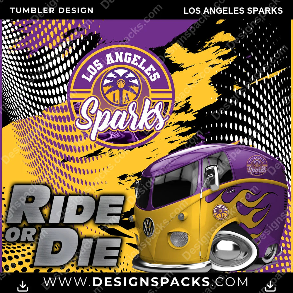 Basketball Ride or Die Los Angeles Sparks NBA Basketball Tumbler Digital Wrap Design Download