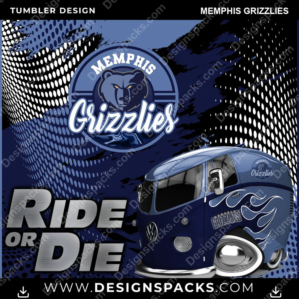 Basketball Ride or Die Memphis Grizzlies NBA Basketball Tumbler Digital Wrap Design Download