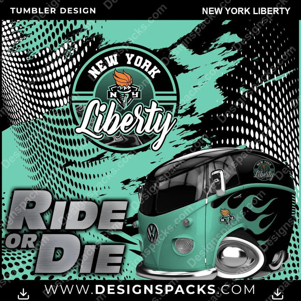 Basketball Ride or Die New York Liberty NBA Basketball Tumbler Digital Wrap Design Download