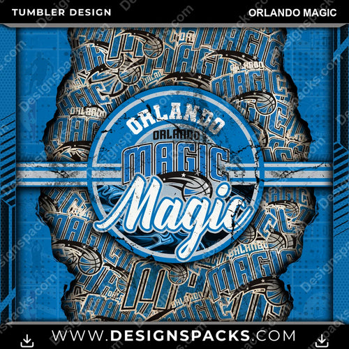 Basketball Ripped Orlando Magic Tumbler Digital Wrap Design