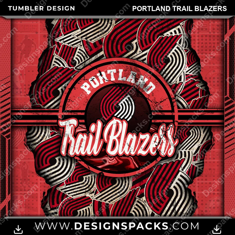 Basketball Ripped Portland Trail Blazers NBA Basketball Tumbler Digital Wrap Design Download
