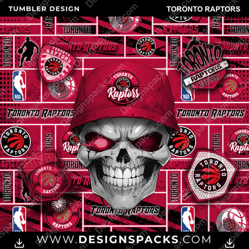 Basketball Skull Toronto Raptors Tumbler Digital Wrap Design