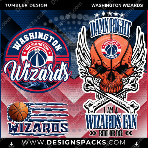 Basketball Skull Washington Wizards Tumbler Digital Wrap Design