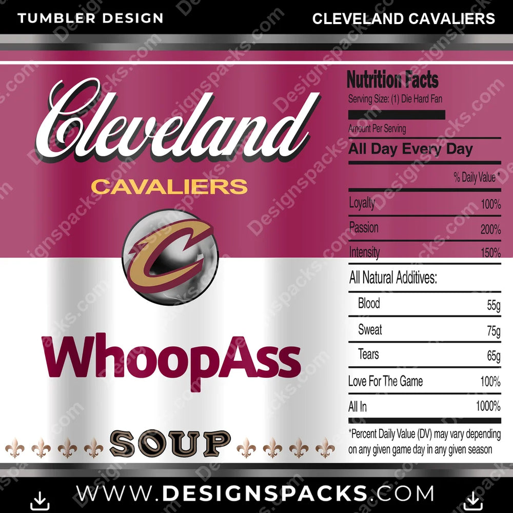 Basketball Soup Can Cleveland Cavaliers NBA Basketball Tumbler Digital Wrap Design Download