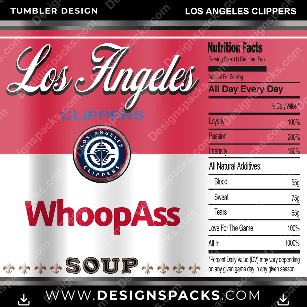 Basketball Soup Can Los Angeles Clippers NBA Basketball Tumbler Digital Wrap Design Download