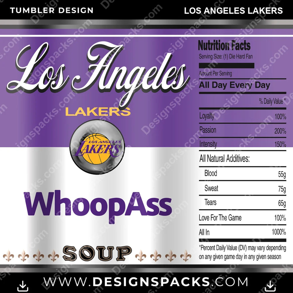 Basketball Soup Can Los Angeles Lakers NBA Basketball Tumbler Digital Wrap Design Download