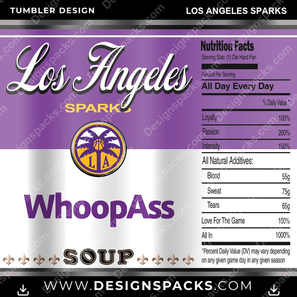 Basketball Soup Can Los Angeles Sparks NBA Basketball Tumbler Digital Wrap Design Download