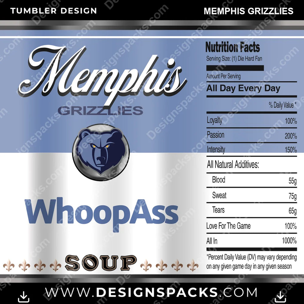 Basketball Soup Can Memphis Grizzlies NBA Basketball Tumbler Digital Wrap Design Download