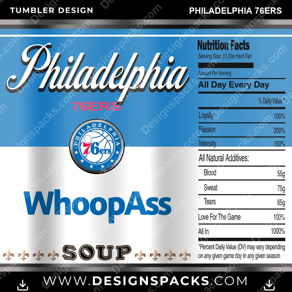 Basketball Soup Can Philadelphia 76ers NBA Basketball Tumbler Digital Wrap Design Download