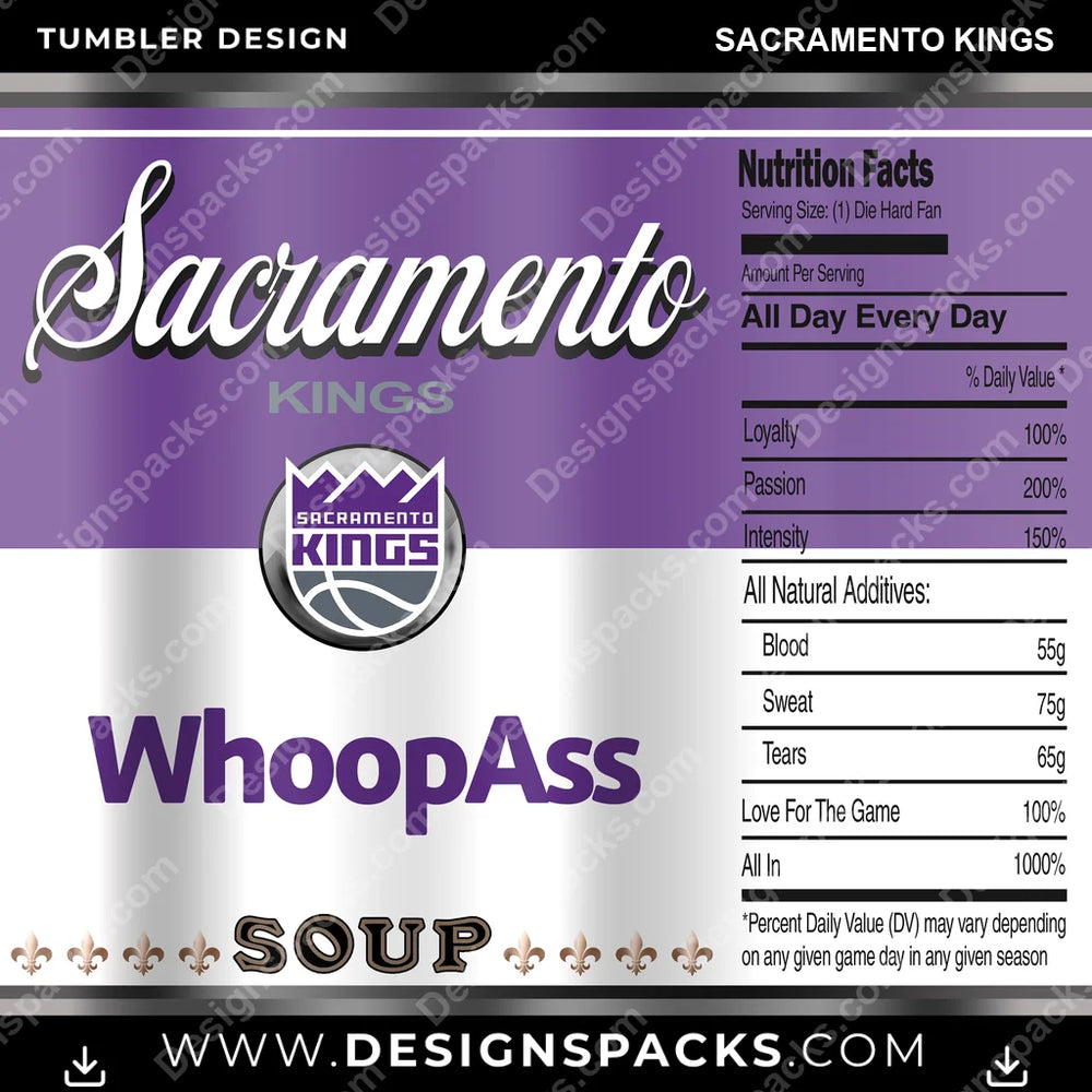 Basketball Soup Can Sacramento Kings NBA Basketball Tumbler Digital Wrap Design Download