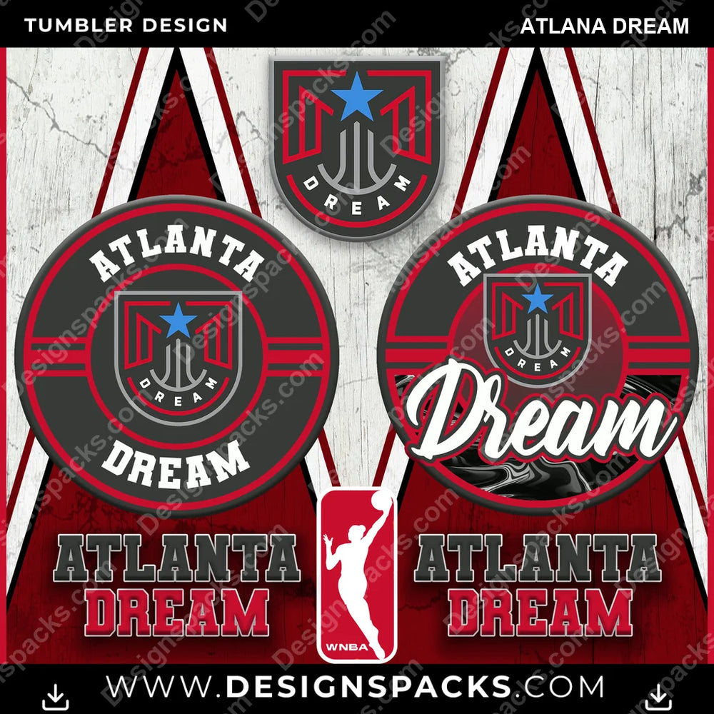 Basketball Sports Atlana Dream NBA Basketball Tumbler Digital Wrap Design Download