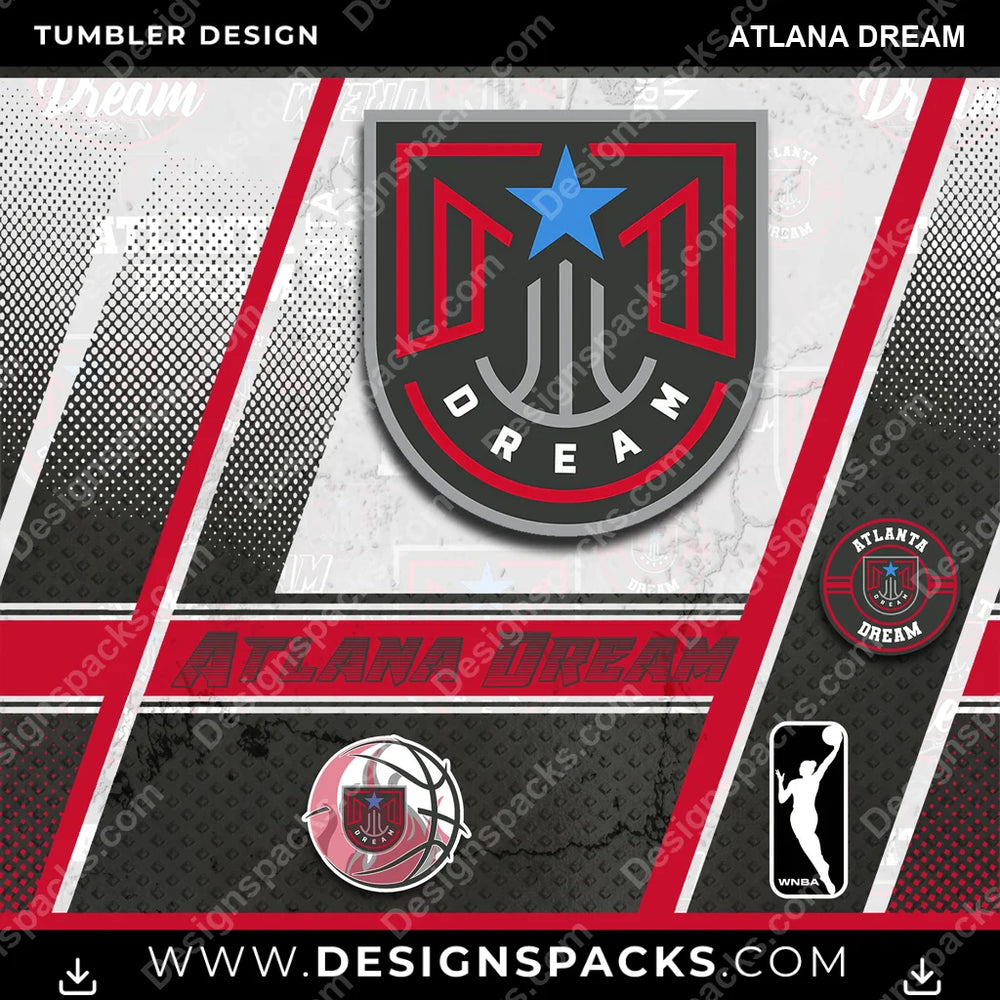 Basketball Sports Atlana Dream NBA Basketball Tumbler Digital Wrap Design Download