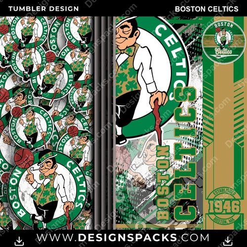 Basketball Sports Boston Celtics Tumbler Digital Wrap Design