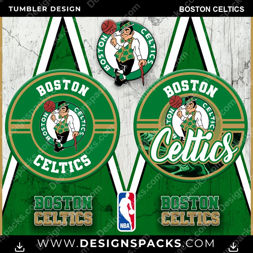 Basketball Sports Boston Celtics NBA Basketball Tumbler Digital Wrap Design Download